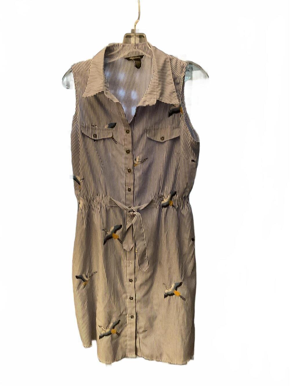 Millennium Blue and White Beachy Coastal  Shirt Dress with Herons  Size XL - Picture 2 of 9